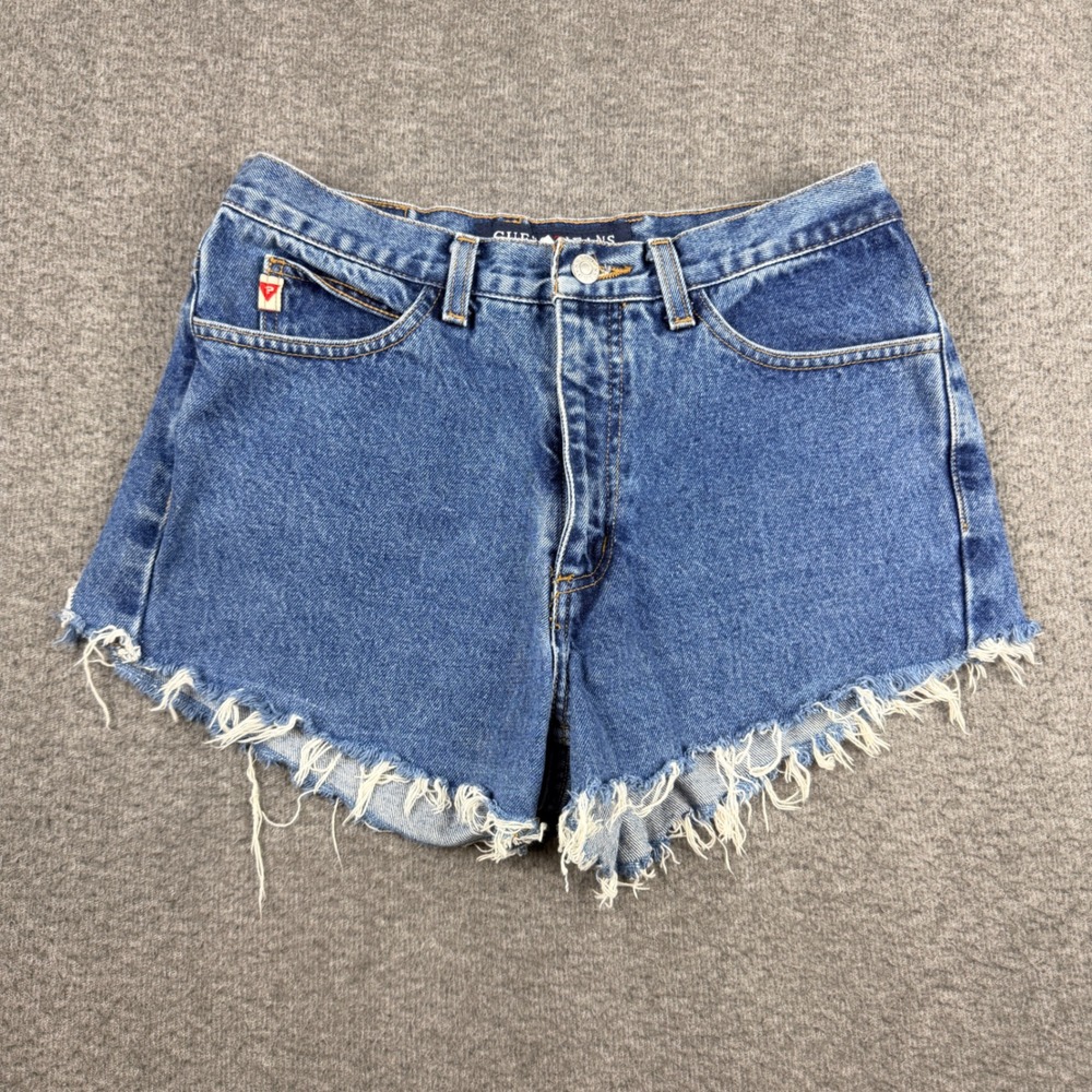 Guess Jeans Vintage Denim Cut Off Shorts Medium Wash Blue AST050SH Women Size 29